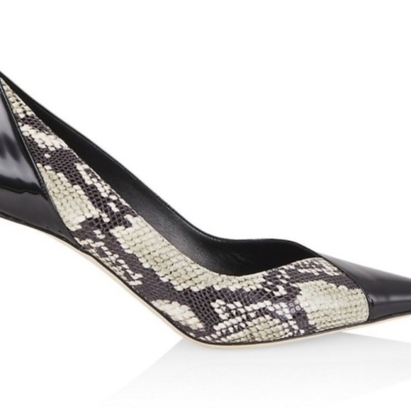 Jimmy Choo Cass 75 Snake-Printed Leather Pumps 37.5/7.5 - Picture 2 of 9